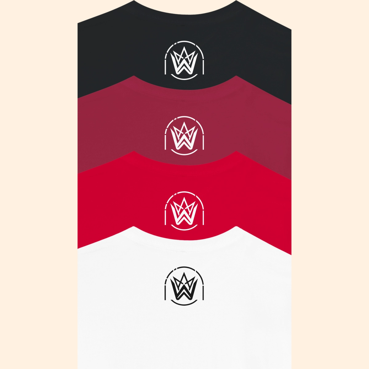 Back neck view of Sweet Tiffies T-shirt colour variants with Whuploo logo print.